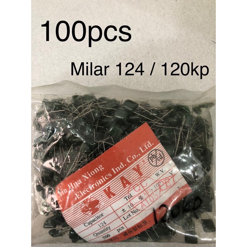 100Pcs Kapasitor Milar 124 milar 120kp