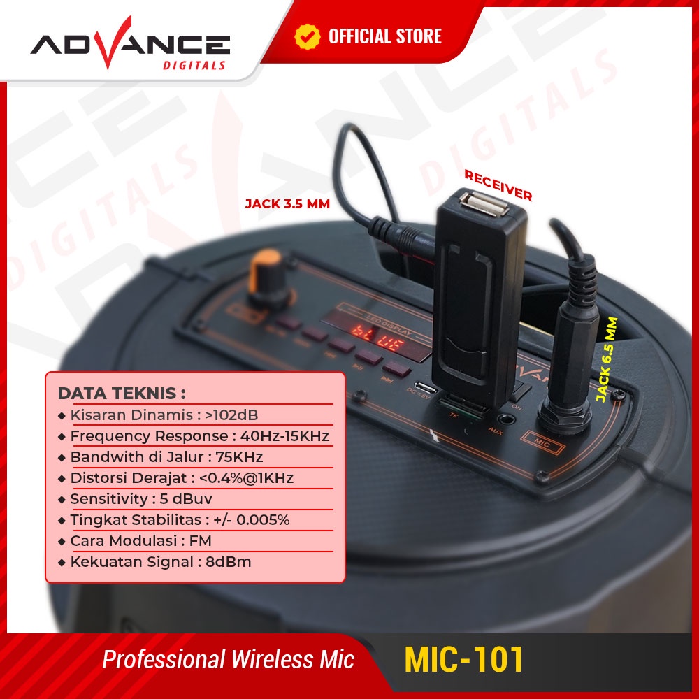 Advance Wireless Microphone MIC 101 102 103 105 Mikrofon Tanpa Kabel