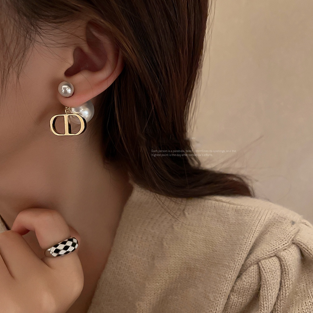 IFYOU Anting Stud Desain Alfabet Warna Silver Gaya Korea Untuk Wanita