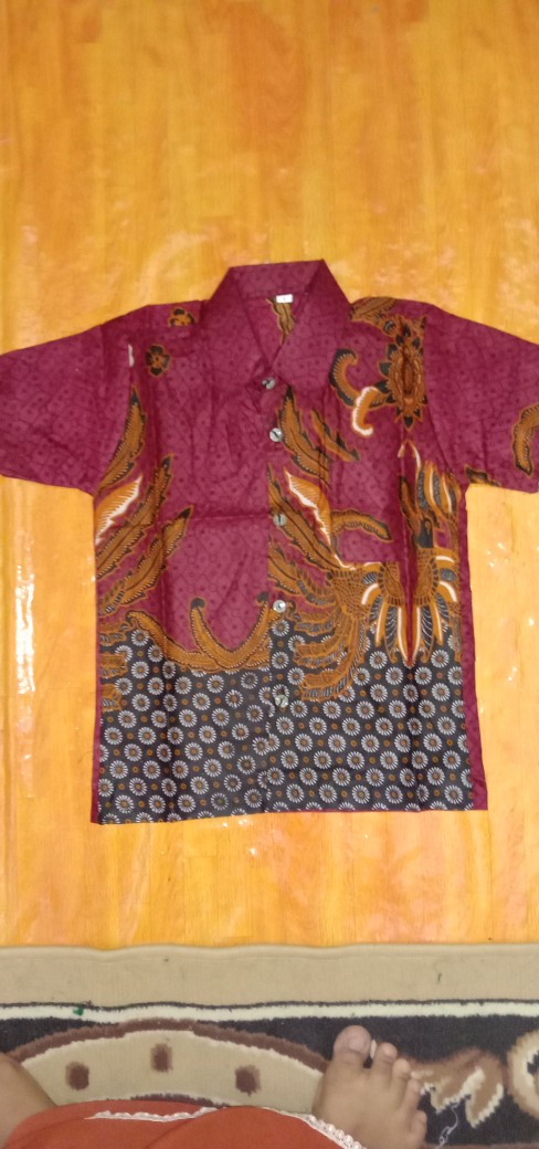 Fashion Atasan Batik Pria Wanita Anak Couple Keluarga Seragam Formal Motif Merah Hitam Termurah