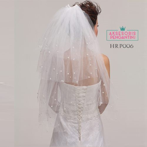 [TOKO TERPERCAYA] KERUDUNG PENGANTIN BRIDAL VEIL AKSESORIS WEDDING BROKEN WHITE HRP006