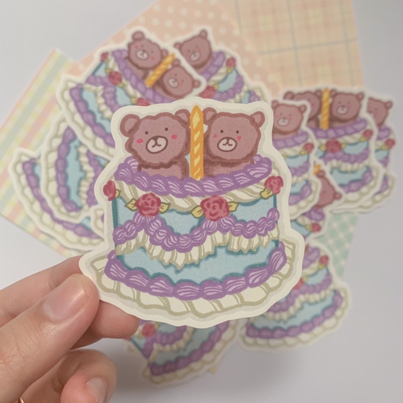 

Korean Cake Sticker (Vintage Bear)