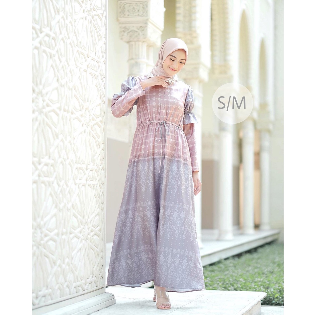 TWOTONE DRESS Greypink S/M Vanilla Hijab Dharmawangsa Series