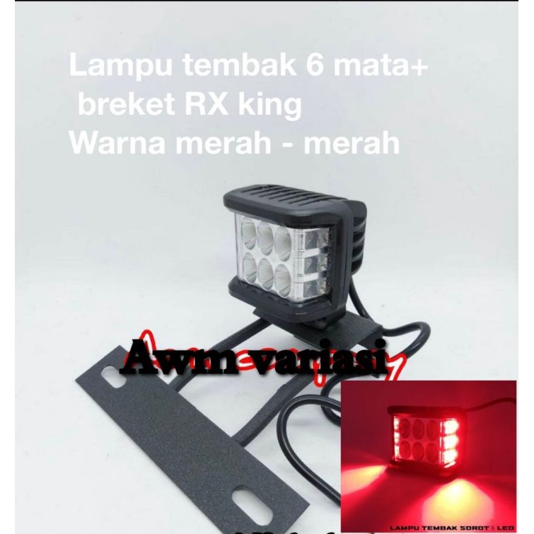 Lampu Tembak 6 Mata LED CWL Mini Senjah Biru Biru / Merah Merah / Biru Merah Plus Breket RX King