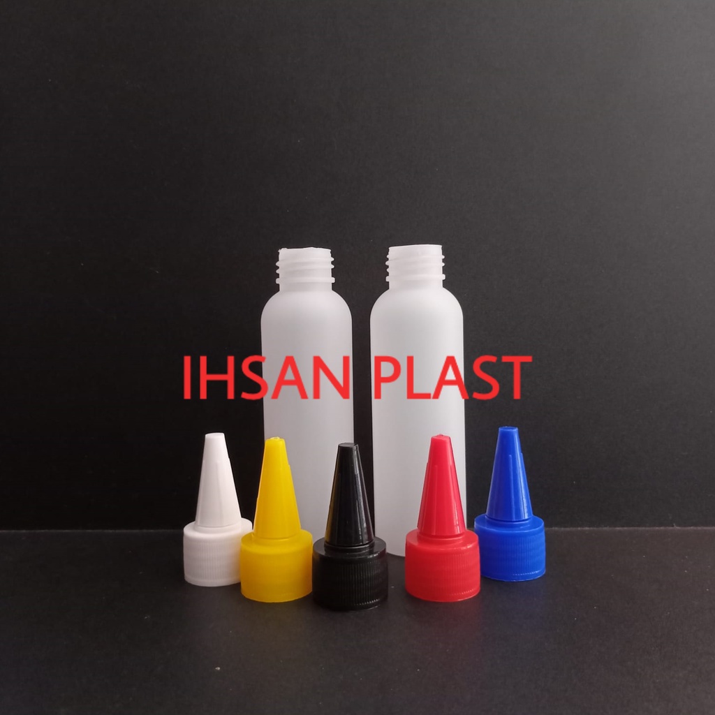 BOTOL HDPE 100 ML NATURAL TUTUP LANCIP