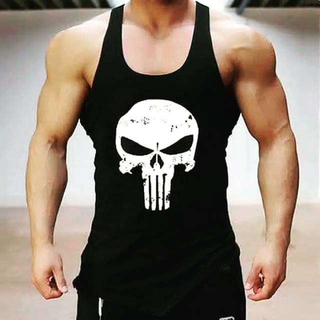 Kaos singlet gym fitness punisher cowok