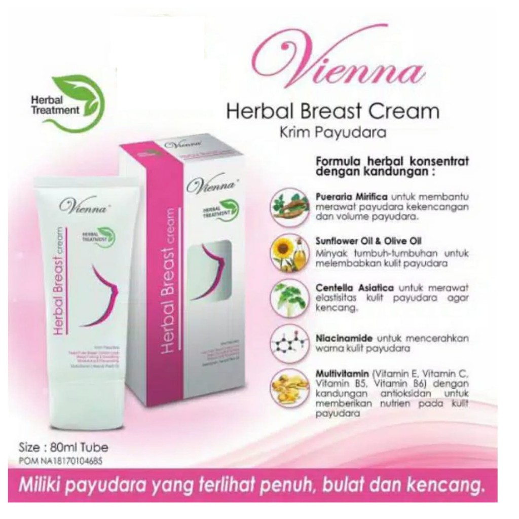 Vienna Herbal Breast Cream Original Bpom Pembesar Dan Pengencang Payudara Shopee Indonesia