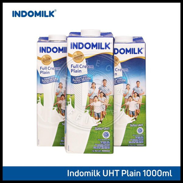 Per Box Indomilk Susu UHT Full Cream Plain Putih susu Full Cream Cair  Indomilk 1Lt x 12Pcs