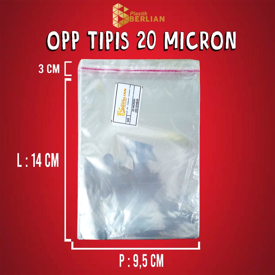 

9,5 x 14 cm Plastik OPP TIPIS (100 lbr) (lem/seal)