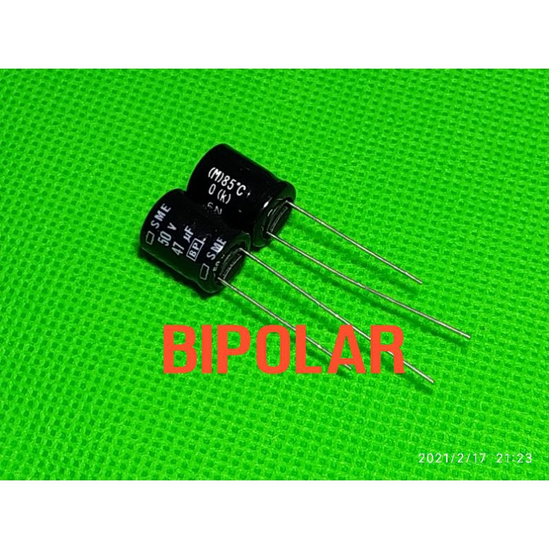 kapasitor capasitor elco elko 47uf 50v 47uf BP bipolar nonpolar original NIPPON CHEMICON