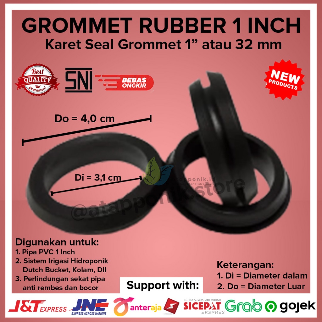 Grommet 1 inch Untuk Pipa Hidroponik Pencegah Bocor dan Rembes