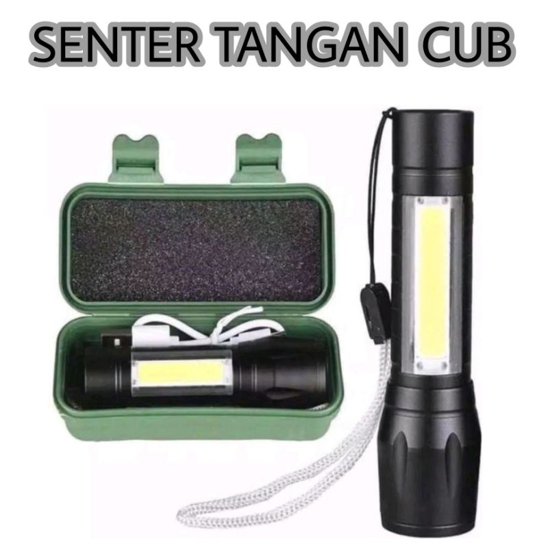 Senter Cas Usb Mini Cob Police Zoom Rechargeable Waterproof Anti Air / LAMPU PENERANGAN