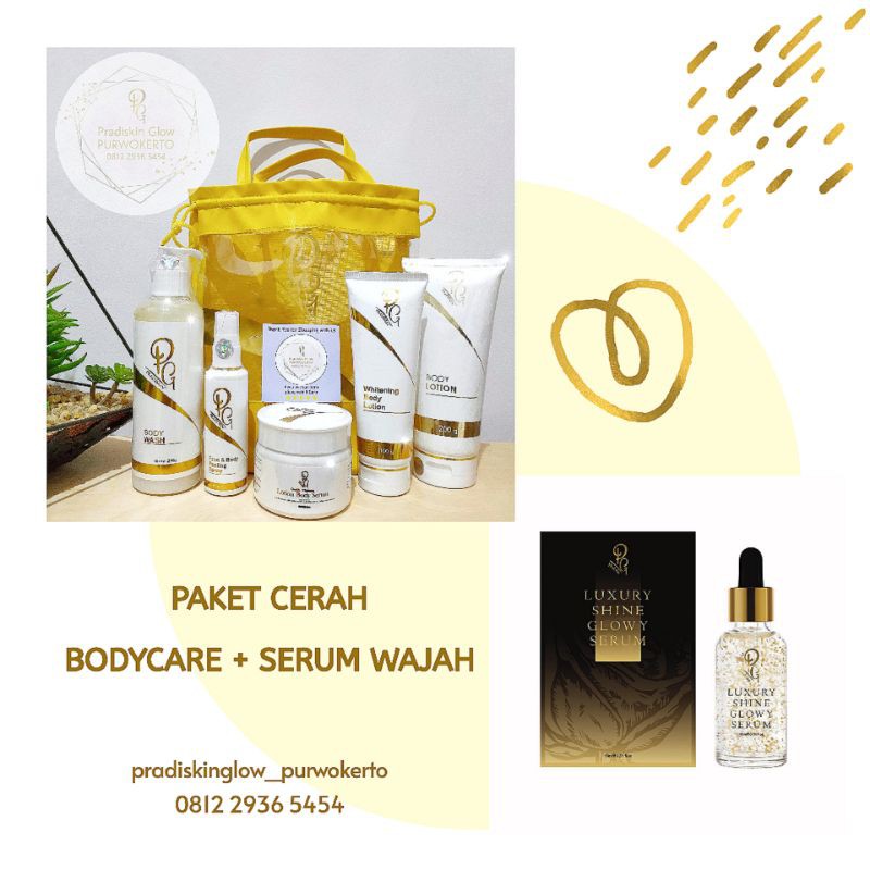 PROMO BUNDLING Paket Badan Pradiskin + Luxury Shine Glowy Serum BPOM Bodycare Pradi Skin Glow