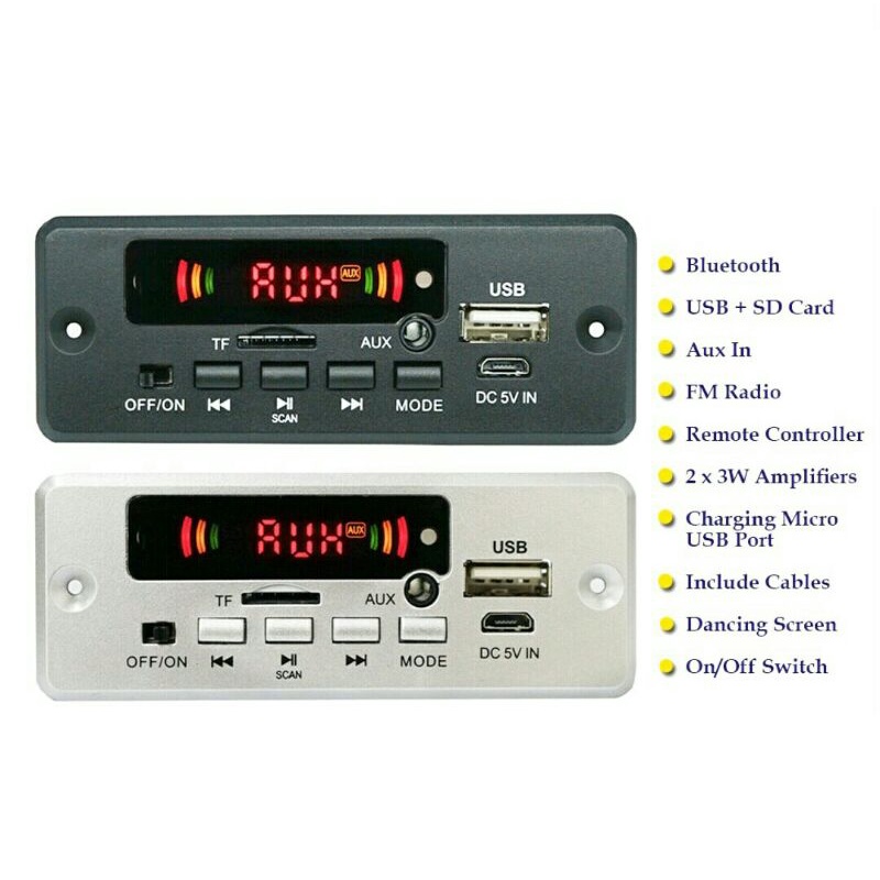 Modul Mp3 Bluetooth 5.0 Pus Amplifier 2x3W DC 5-12V 2*3Watt Decoder Board FM TF SD Card AUX