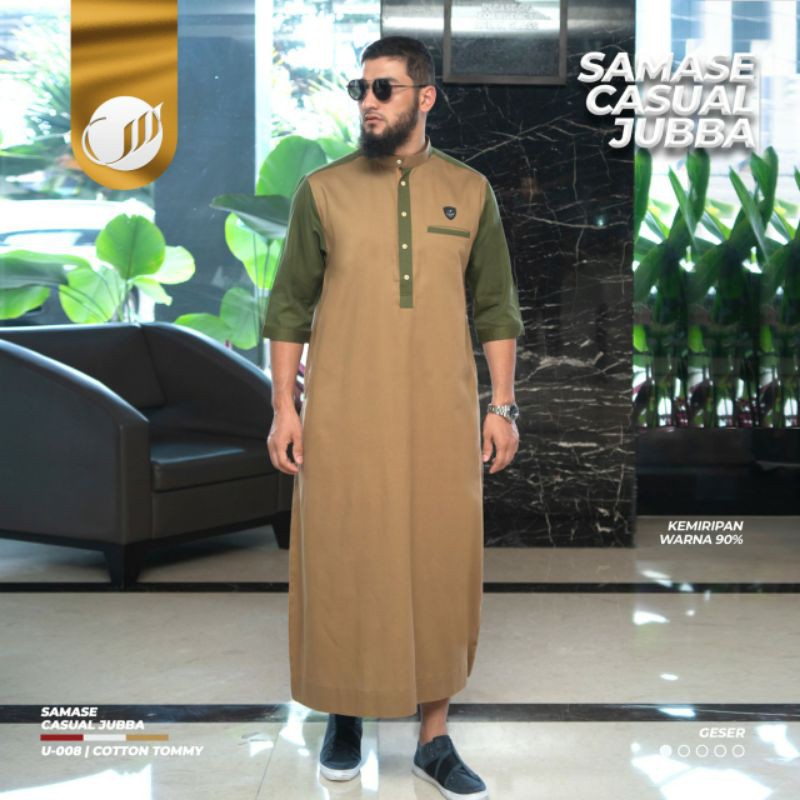 Samase Jubah Jubba Jubbah U 018 Khaki - Cotton Tommy - Lengan 3/4