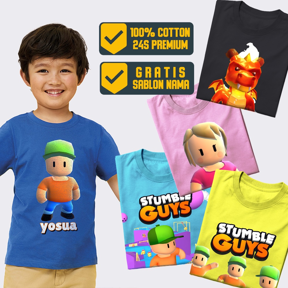 Stumble Guys - Baju Stumble Guys anak-anak Sablon Nama Dan Dewasa