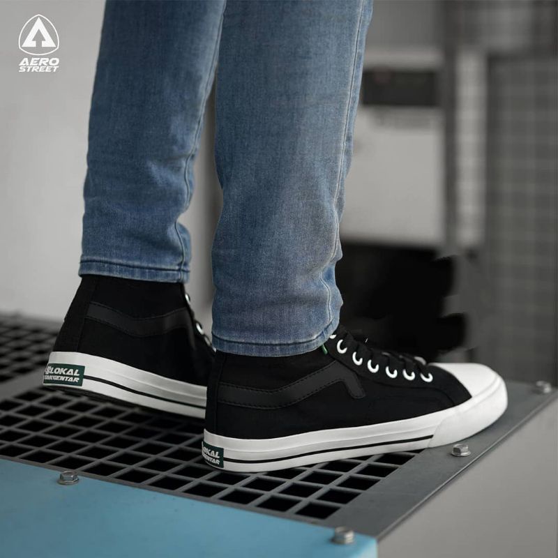 Aerostreet 37-40 Jhosse hight low natural Hitam - Sepatu Sneakers Casual Sport Sekolah Pria Wanita Aero Street