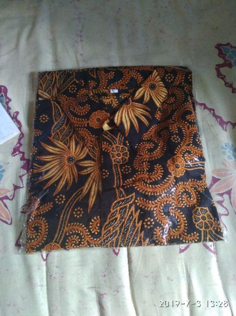 Kemeja Batik Lengan Panjang 021 Risna Batik Hrb026 Kenongo Hem Padi Pekalongan M L Xl Murah