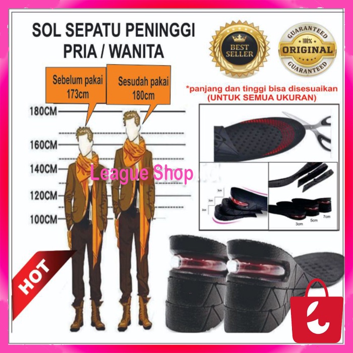 [1 Pasang] Sol Sepatu Peninggi Badan Hak Tinggi Badan 1 - 7cm Pria Wanita Size Universal Pria Wanita Peninggi Badan Instan Sol Sepatu