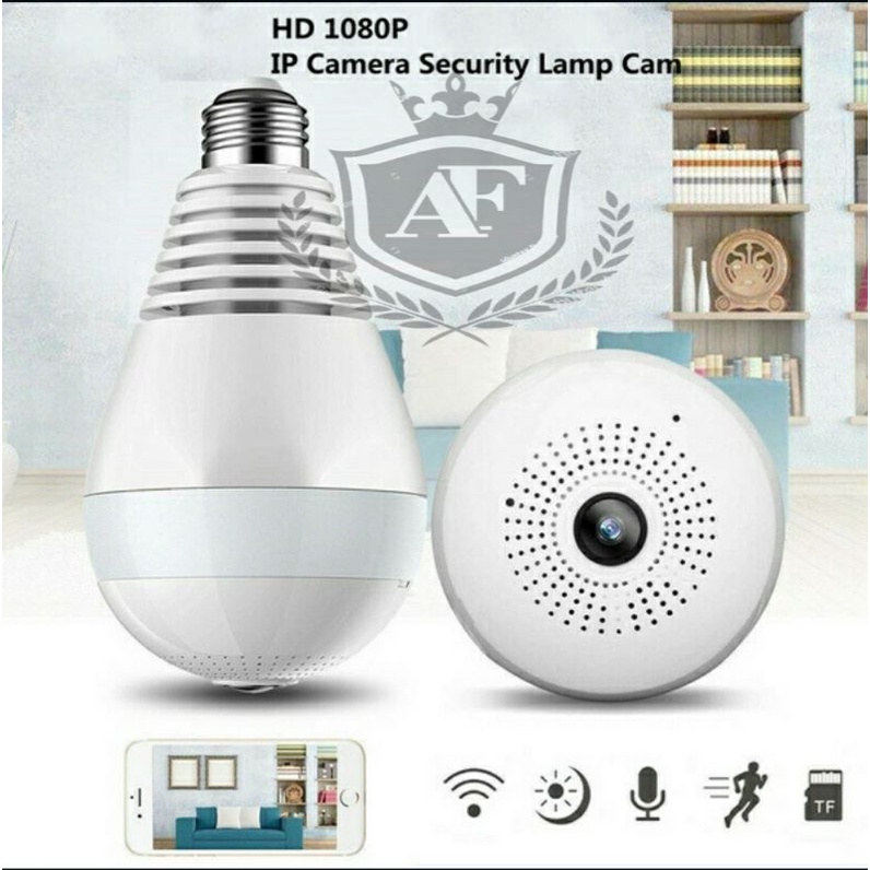 CCTV Ip Camera 5MP Lampu Bulb Panorama Fisheye 360 V380 Pro Bohlam