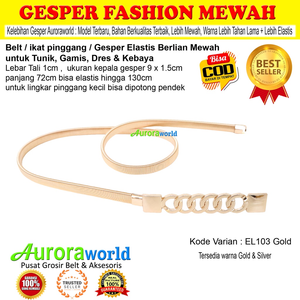 Auroraworld belt elastis gesper wanita elastis ikat pinggang wanita Fashion cewek terbaru bisa COD