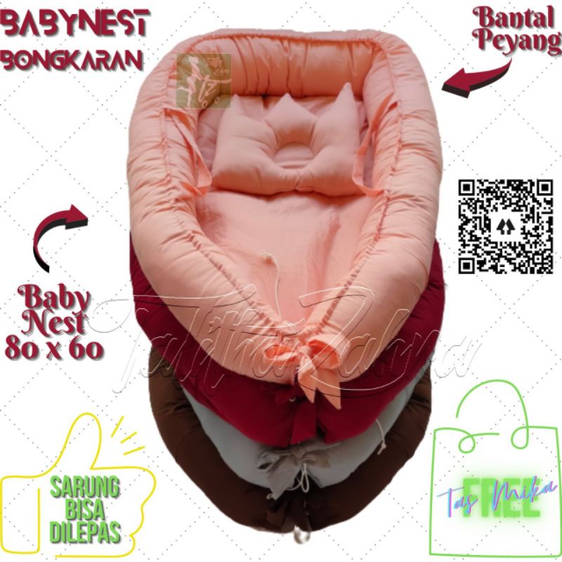 READY STOCK BABY NEST polos premium kasur bayi / BABYNEST ZIPPER Free Bantal Peang/ Babynest sarung bisa dilepas