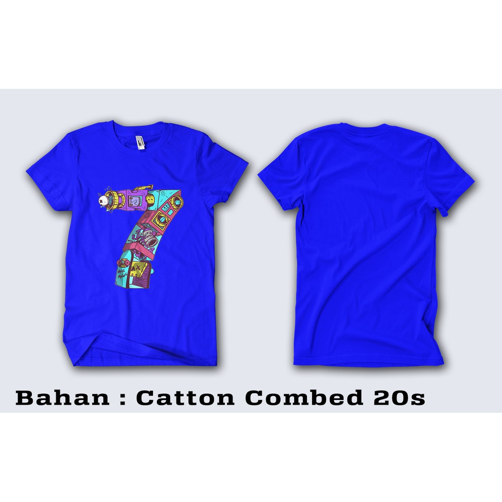 KAOS BAJU DISTRO PRIA | DESAIN ANGKA 7 | SABLON DTF TERBAIK | KAOS 20s