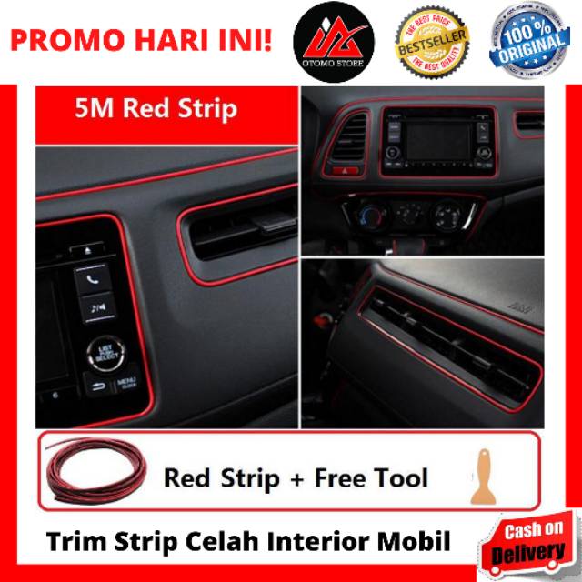 TRIM STRIP Interior Strip Trim Chrome Strip Decoration 5 Meter Interior Mobil Merah Biru Trim Strip