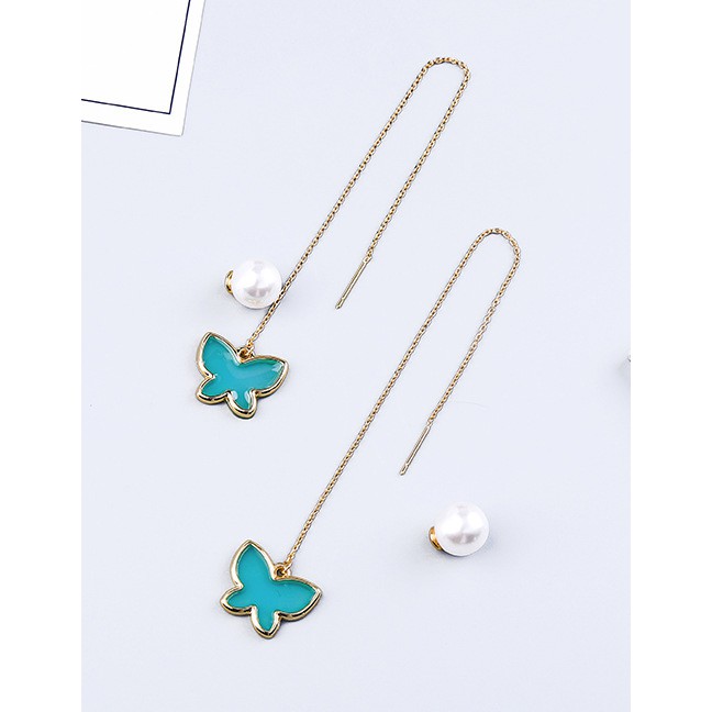 LRC Anting Tusuk Fashion Butterfly S925 Sterling Silver Butterfly Pearl Earrings F89161