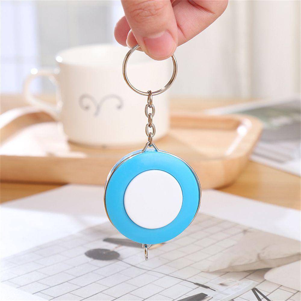 LANFY Ukur Gantungan Kunci Portable Kreatif Ukuran Pakaian Tape Keys Holder Candy Color Aksesoris Jahit KeyRings