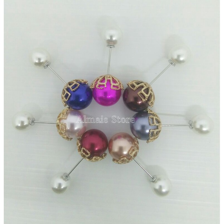 TUSPIN HIJAB DOUBLE MUTIARA / TUSPIN MAHKOTA/ TUSPIN MUTIARA