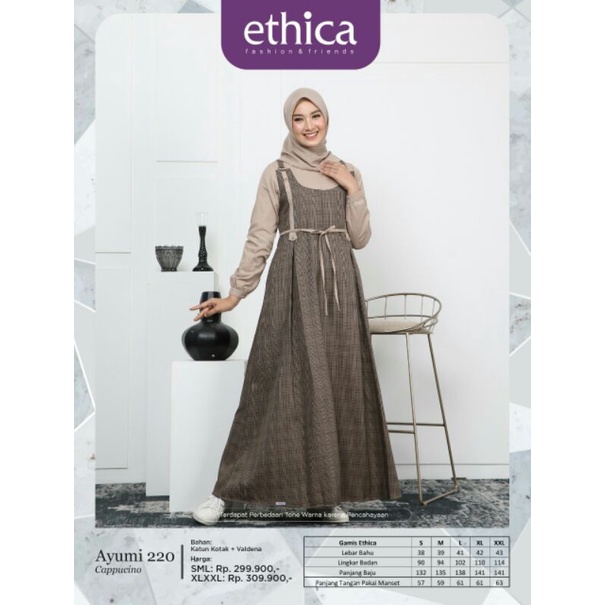 ETICHA GAMIS AYUMI 220 Warna Capuchino / Coklat Pastel Trend Gamis 2022