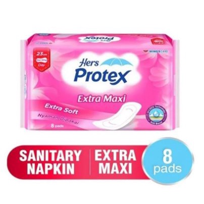 HERS PROTEX SOFT CARE MAXI 8 PADS / 12 PADS PEMBALUT WANITA ( protex pink)