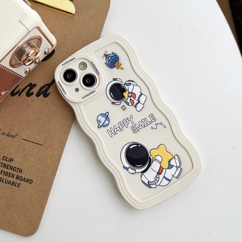 Case Pelindung Desain Astronaut Gelombang Untuk iPhone 14 13 12 11 Pro max X XR XSMAX 7 8 Plus