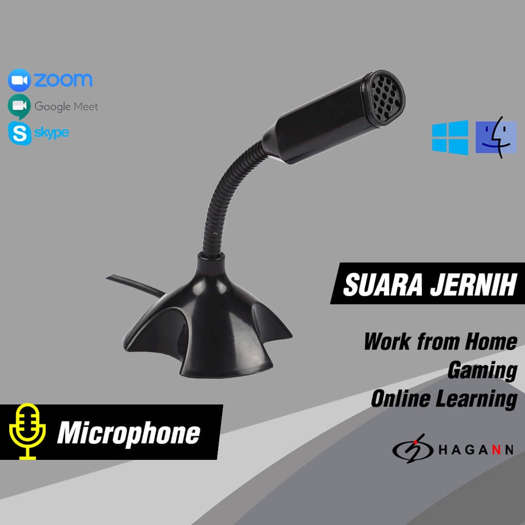 MIC-U03 USB Microphone Stand PC Laptop Mikrofon Kabel Condenser Kecil Microfon Zoom Meeting &amp; Gaming