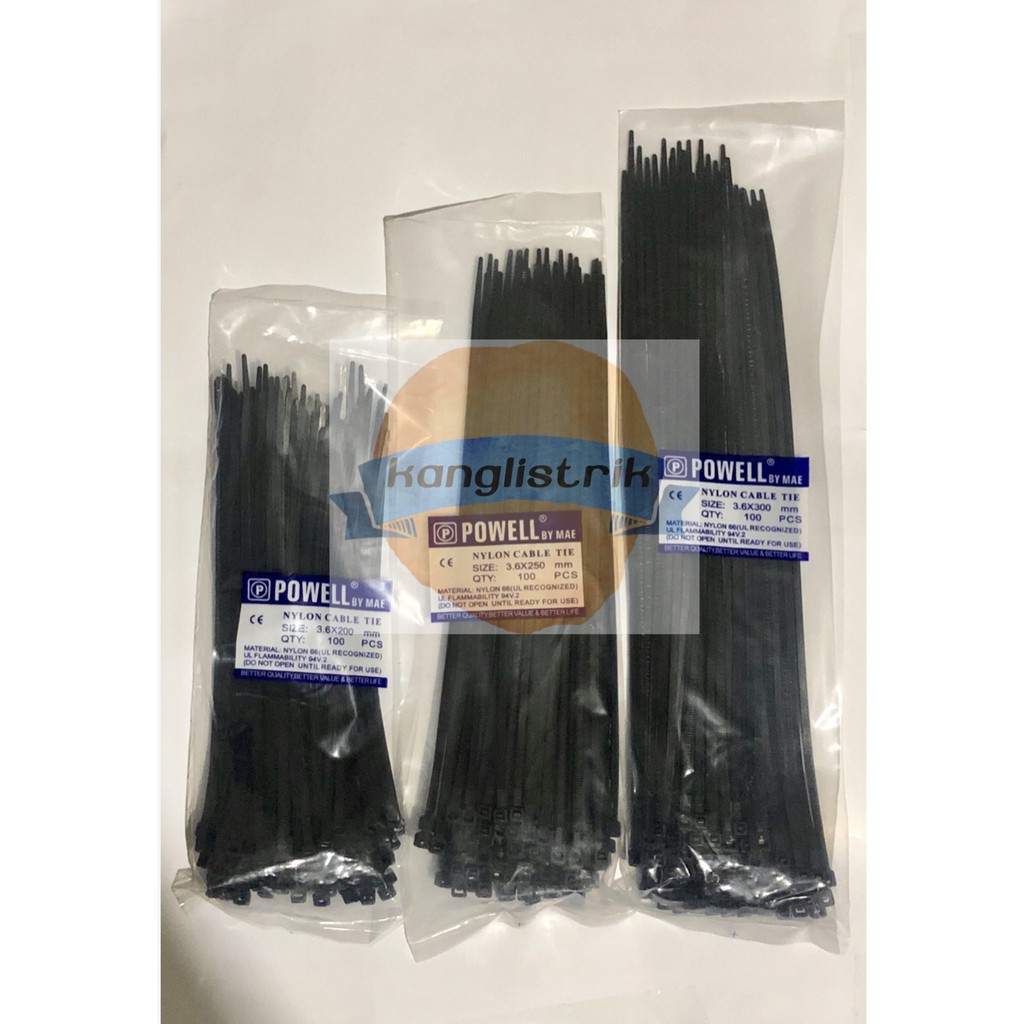 Kabel ties 3.6 x 200mm / 20cm warna putih / hitam