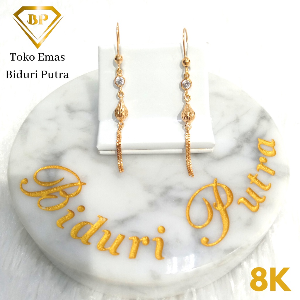 ANTING ELEGANT VARIASI MATA PERHIASAN EMAS ASLI KADAR 8K/375 toko emas biduri putra