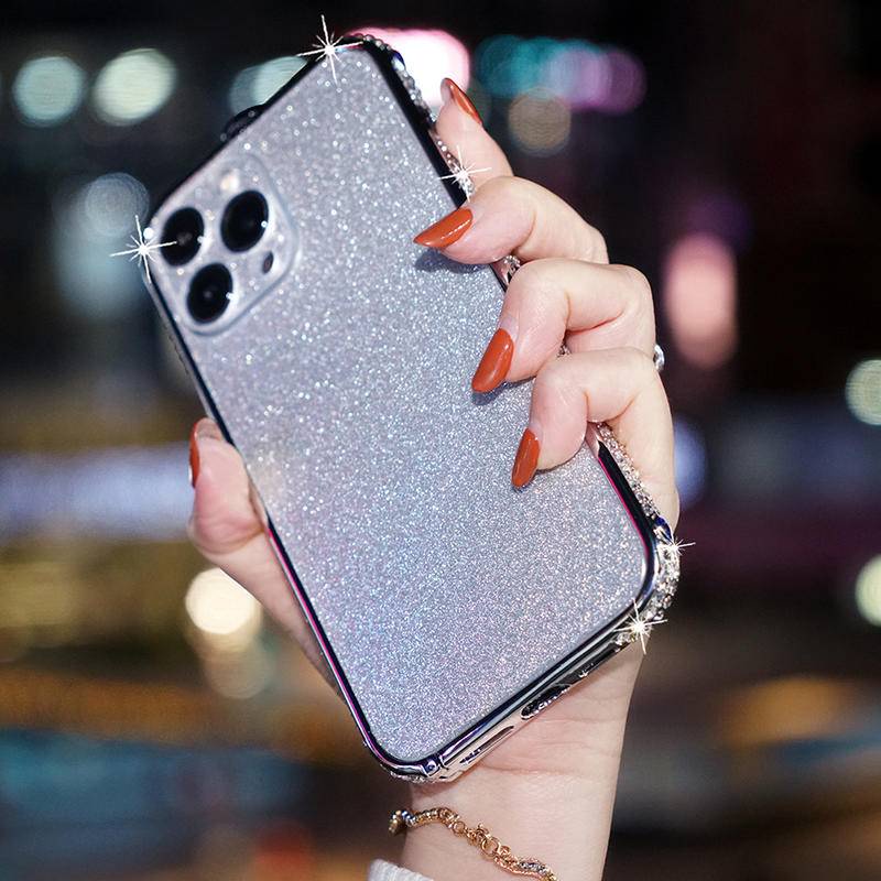 Casing iPhone 13 12 11 Pro Max XS Max Xr X XS Shockproof Aksen Berlian Imitasi Glitter 3 in 1