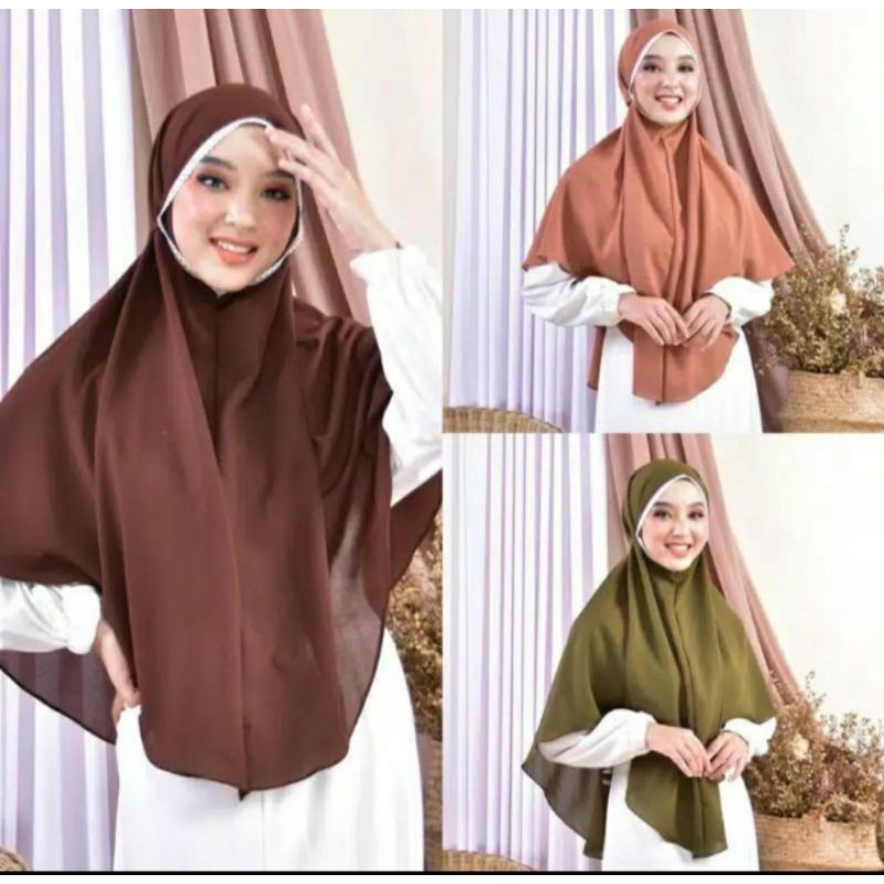 Promo Jilbab Instan Semi Jumbo Renda Khimar Tali Renda Semi Jumbo