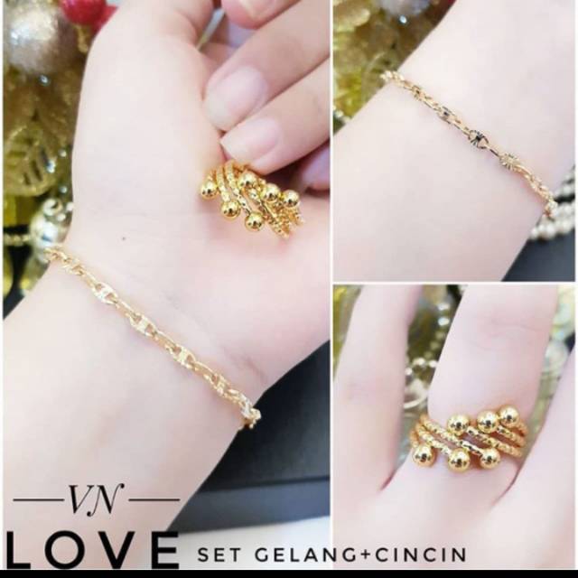 Gelang tangan set cincin