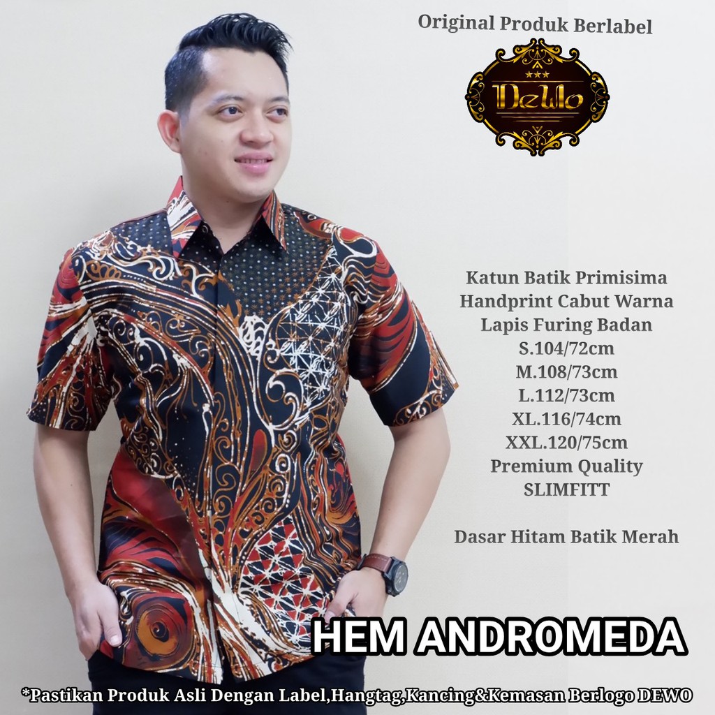 ANDROMEDA Kemeja Batik Pria Lengan Pendek Katun Halus FULL FURING Batik Dewo