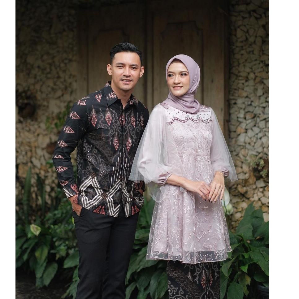 Tidak Diragukan.. Batik Couple Kebaya Tunik Modern Untuk Acara Tunangan Lamaran Wisuda Kondangan Keb
