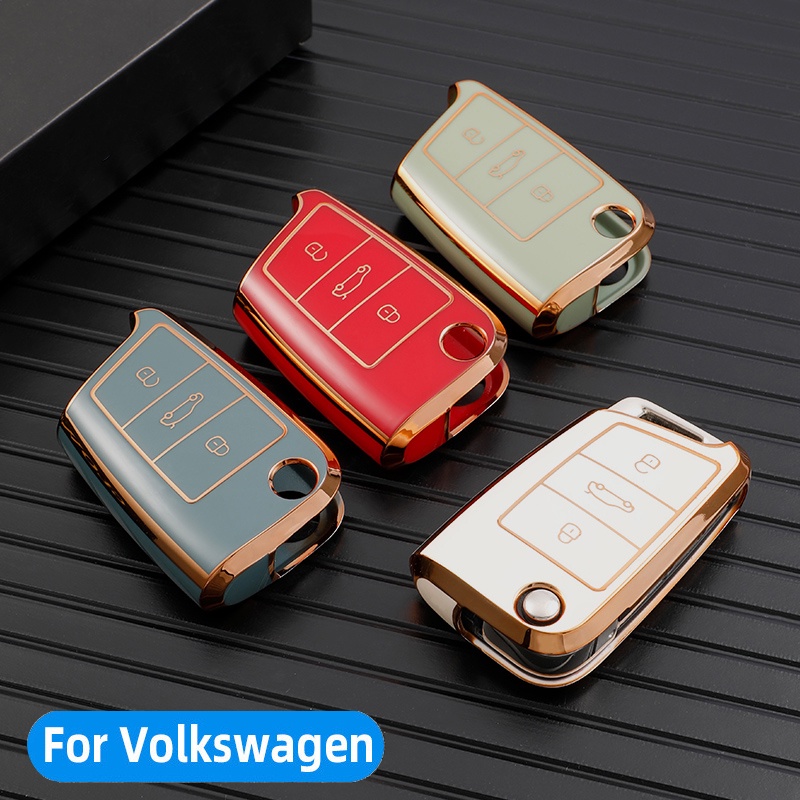 Casing Kunci Mobil Model Flip Untuk VW Volkswagen Golf 7 MK7 Tiguan MK2 SEAT Ateca Leon FR 2 Ibiza Octavia A7