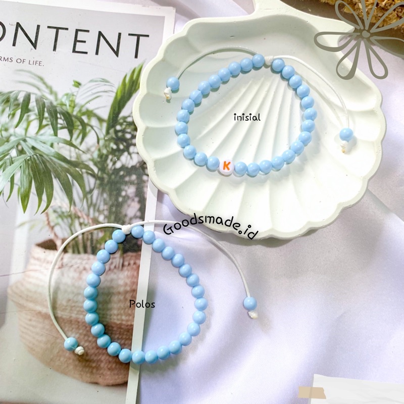 GELANG MANIK BIRU PASTEL MODEL SERUT