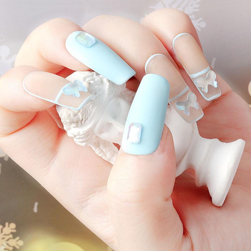 AUGUSTINA Agustin 3D Nail Art Berlian Symphony Aurora Ikatan Simpul Persegi Datar-Bawah Berlian DIY Nail Art Dekorasi