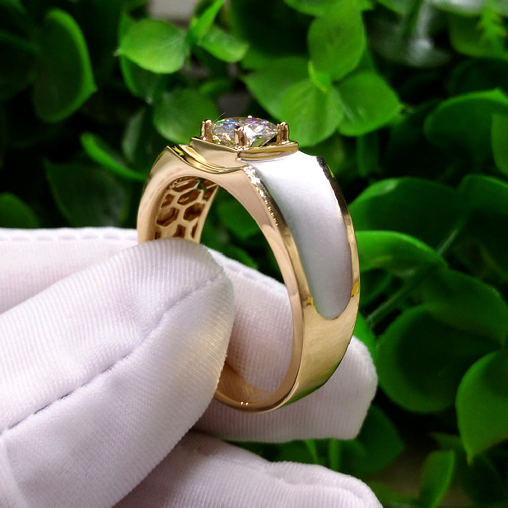 Kristal Berlian Emas Perak Baja Titanium Pria Wanita Fashion Perhiasan Cincin Pertunangan Gold Couple Rings