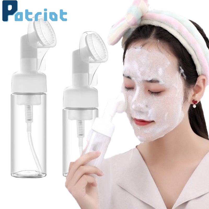 1pc Facial Cleanser Foaming Pump Bottles With Silicone Brush Head for Face Cleaning