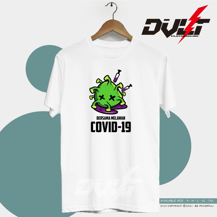 Kaos / Baju Corona atau kaos covid 19 bersama melawan Covid 19 Keren Murah
