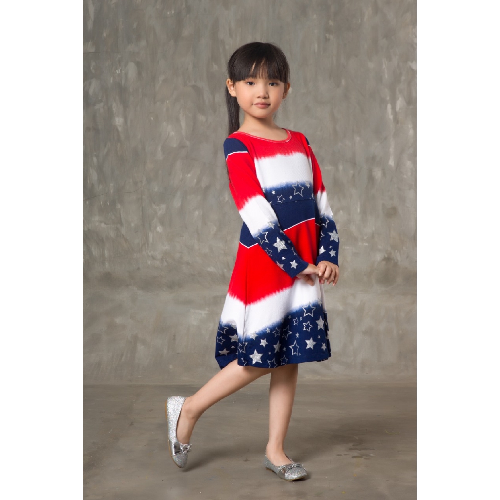 Little X eight Girl Pamela Dress - Gaun Anak Motif Bintang - baju lebaran anak
