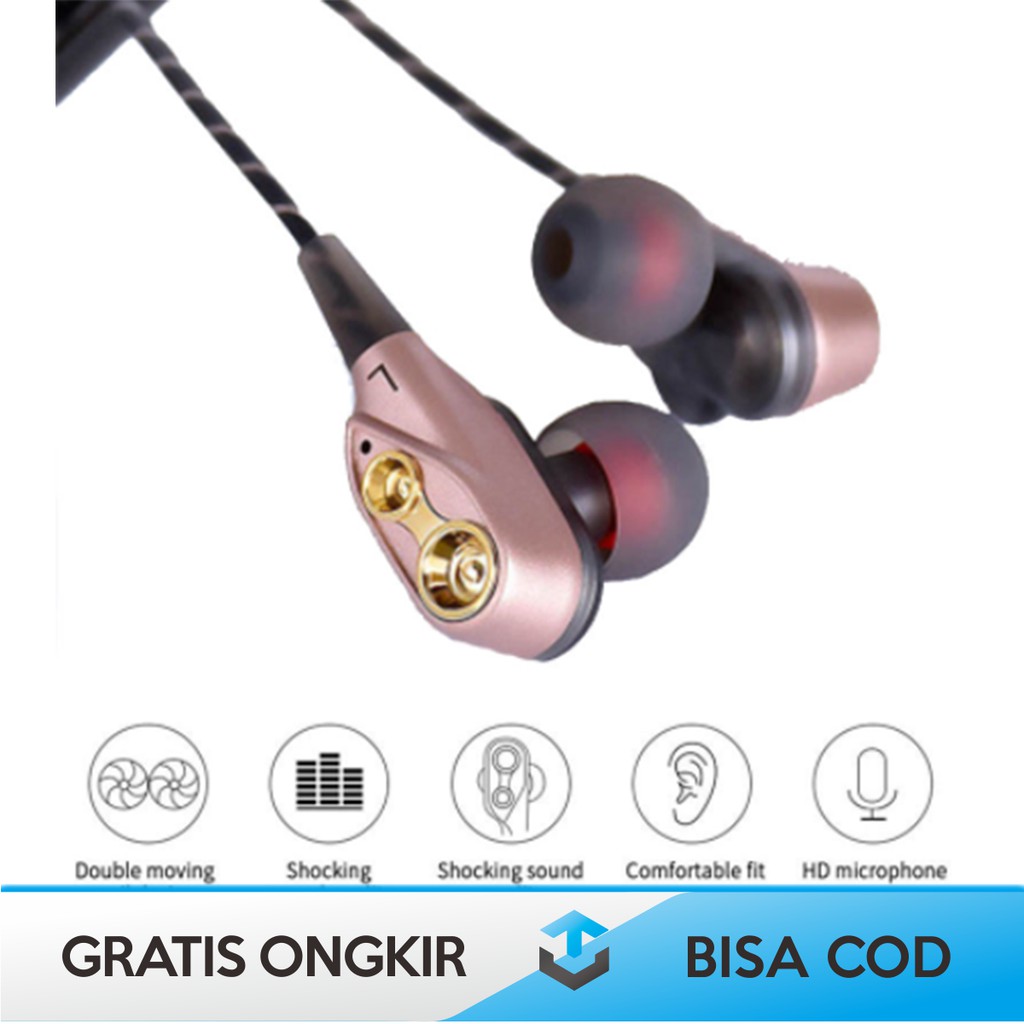 EARPHONE HEADPHONE ORIGINAL QKZ CK8 SUPER BASS DUAL DRIVER HIFI DENGAN MIC MURAH BERGARANSI